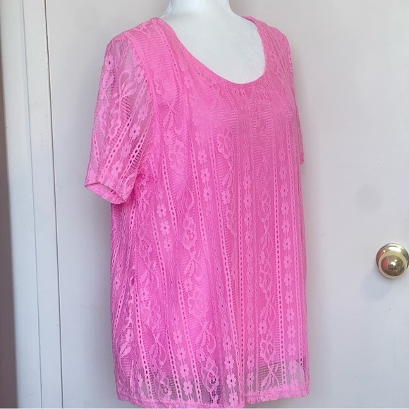 Summer Fashion Womens Shirts Floral Crew Neck Lace Tops - Picture 4 of 12